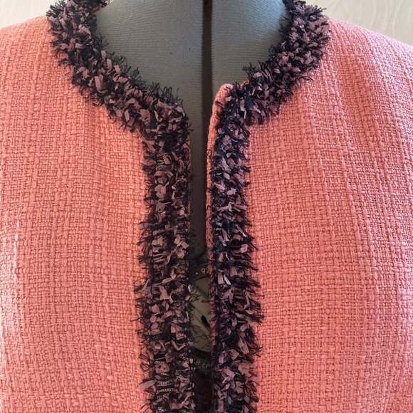 NWOT apt.9 Pink Tweed Jacket with black Trim detailed sleeve size 14 - Picture 8 of 16